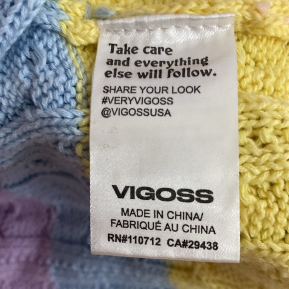 Vigoss Cableknit Sweater Vest Pastel Stripes, Size M Preppy CollegeCore - Picture 9 of 10